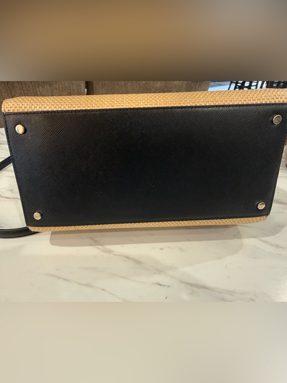 Kate Spade Black & Natural Straw Cameron Satchel - Picture 7 of 7